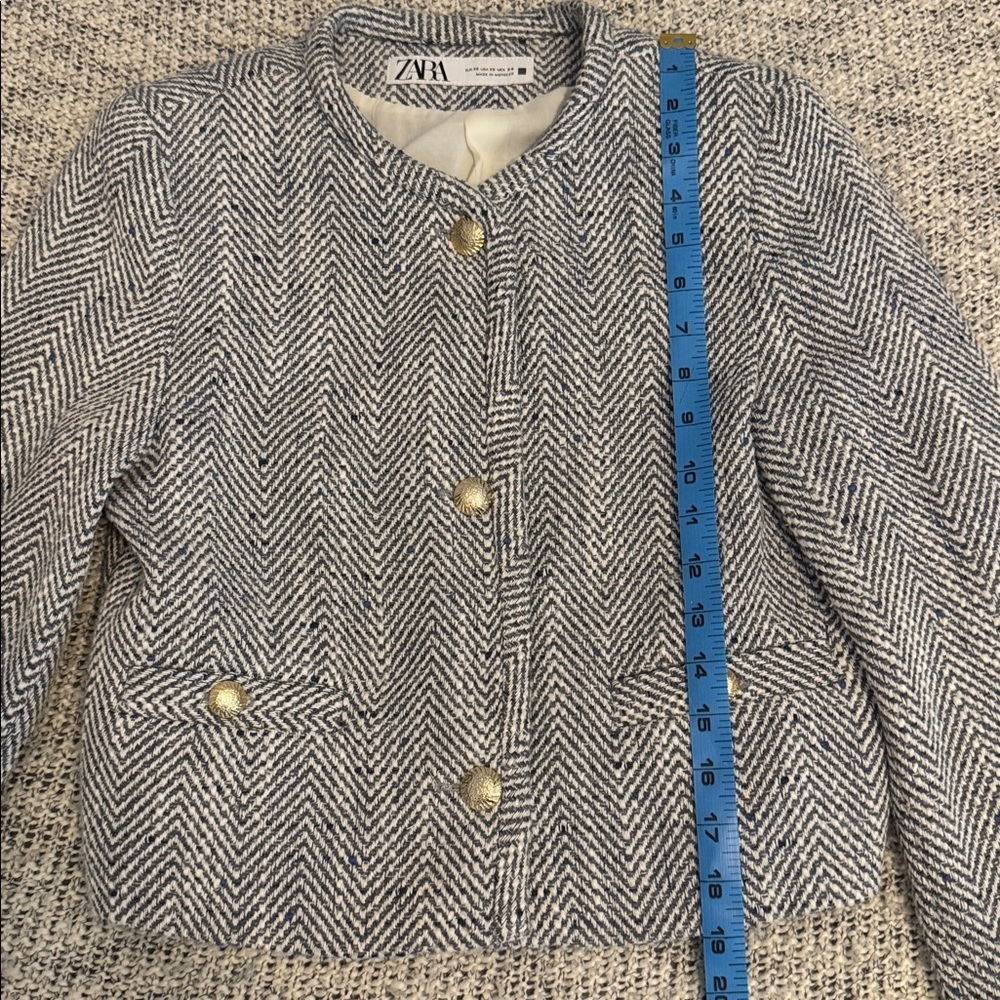 Zara Women’s Herringbone Tweed Cropped Jacket Size XS (24) - Picture 6 of 8
